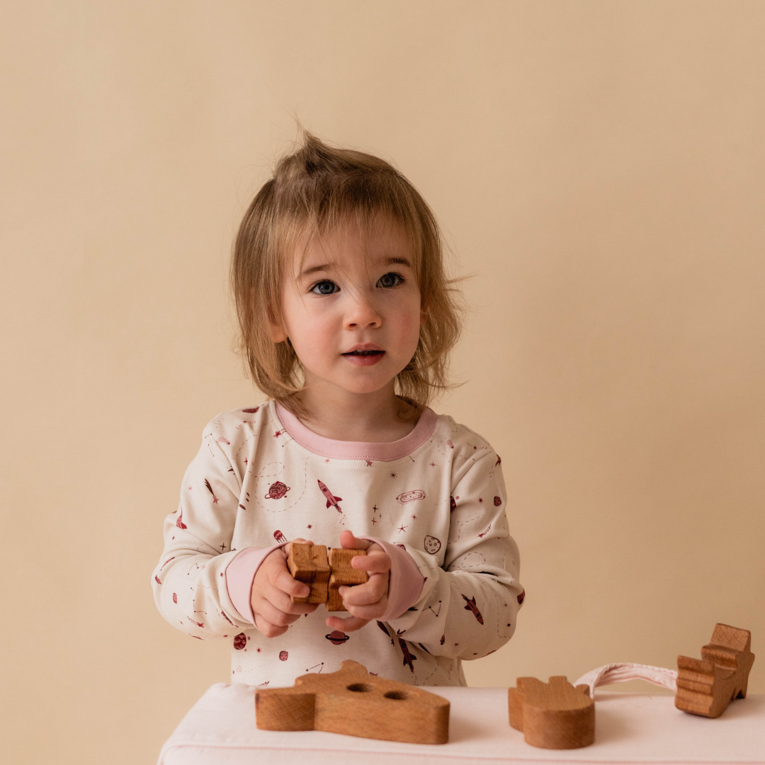 Space toddler pyjamas front view — The Bondar collection by Stemmewear