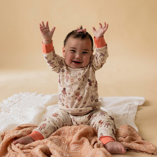 Robot toddler pyjamas front view — The Lovelace collection by Stemmewear