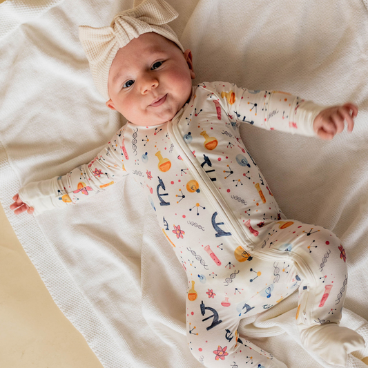 Genetics-themed baby onesie front view — The Doudna collection by Stemmewear