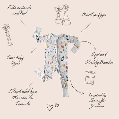Genetics baby onesie back view — Jennifer Doudna inspired design