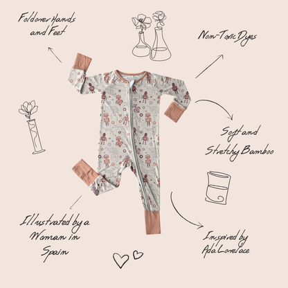 Robot baby onesie back view — Ada Lovelace inspired design