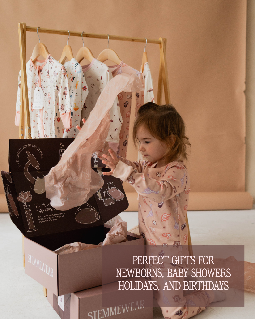 Robot toddler pyjamas packaging — Stemmewear gift-ready presentation