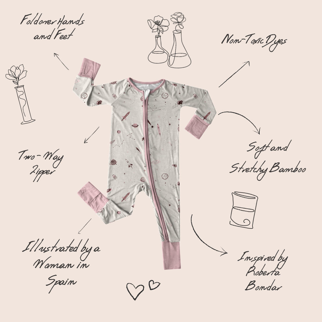 Space baby onesie product overview — The Bondar collection features
