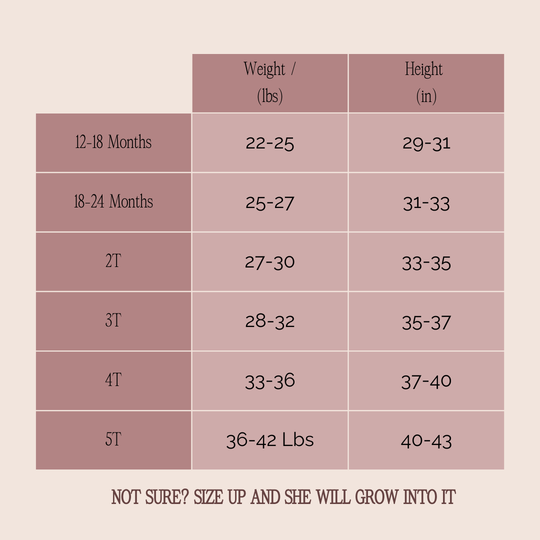Stemmewear toddler pyjamas size chart and product features